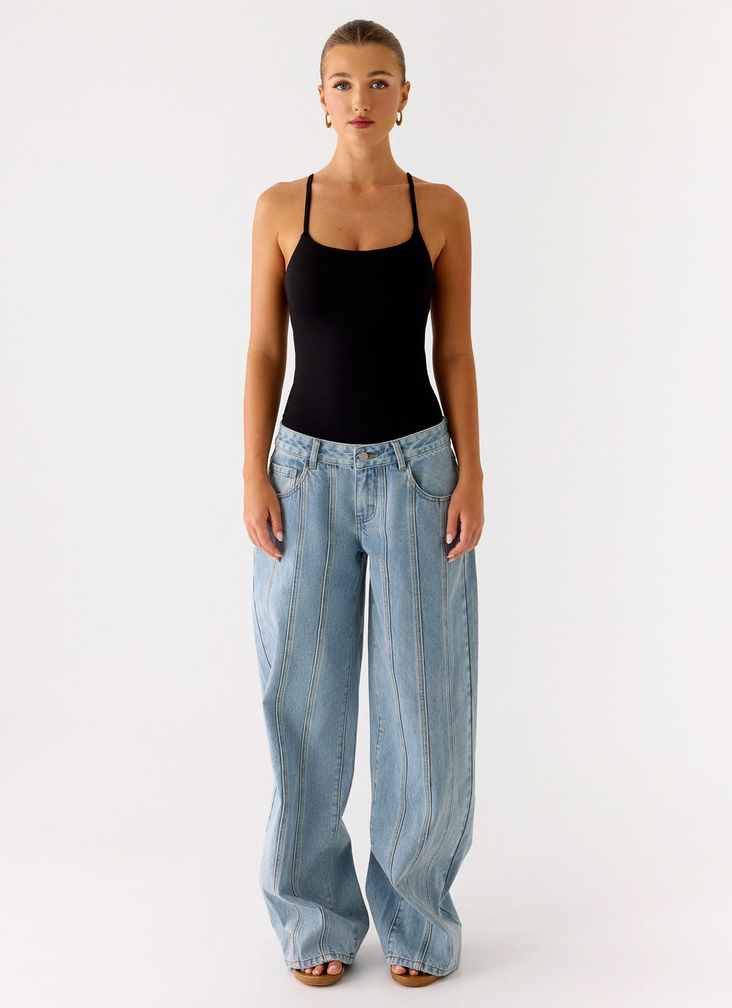 Anda Collection | Black Bodysuit with Adjustable Straps | Flattering Fit for Effortless Style