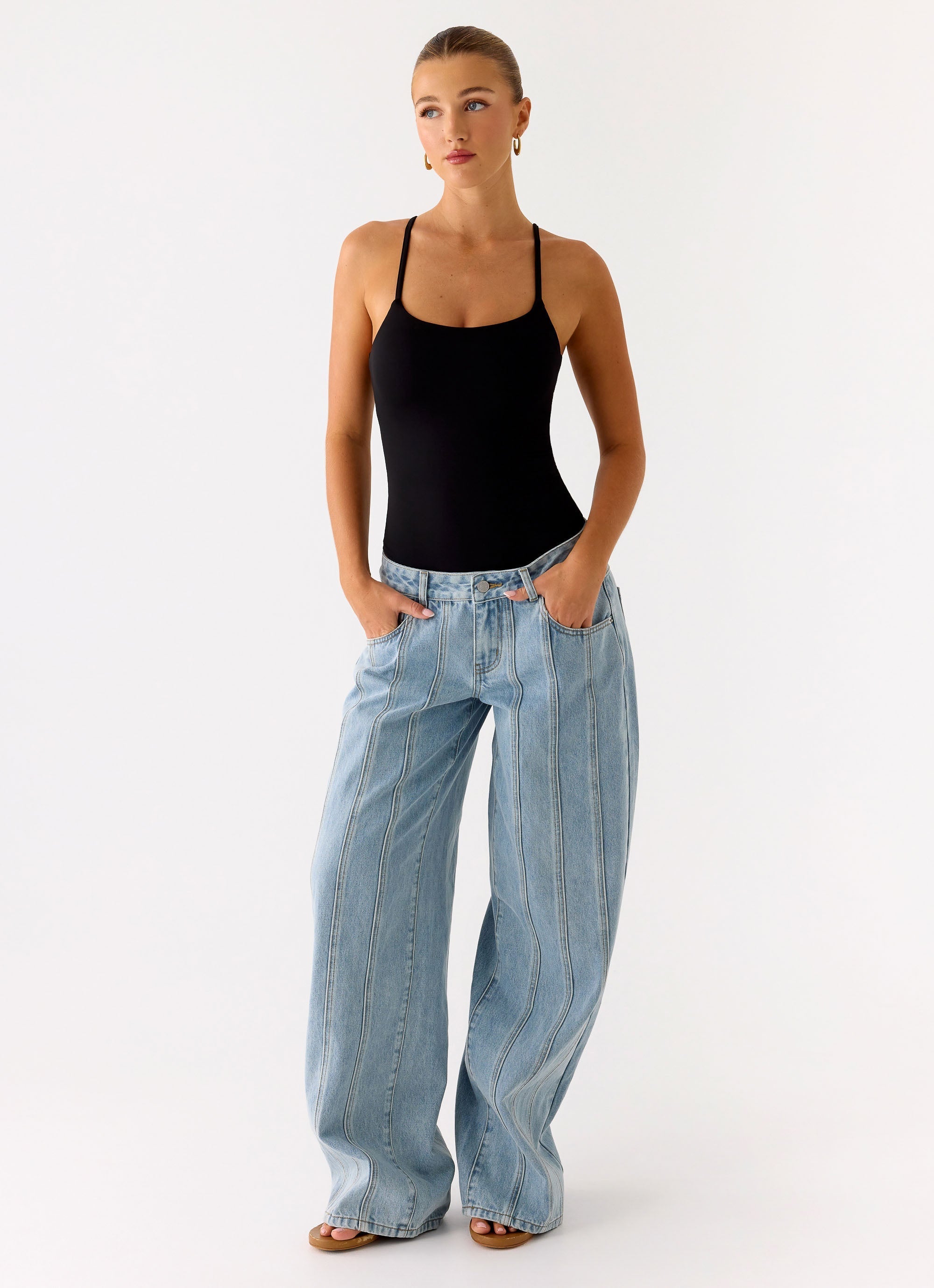 Anda Collection | Black Bodysuit with Adjustable Straps | Flattering Fit for Effortless Style