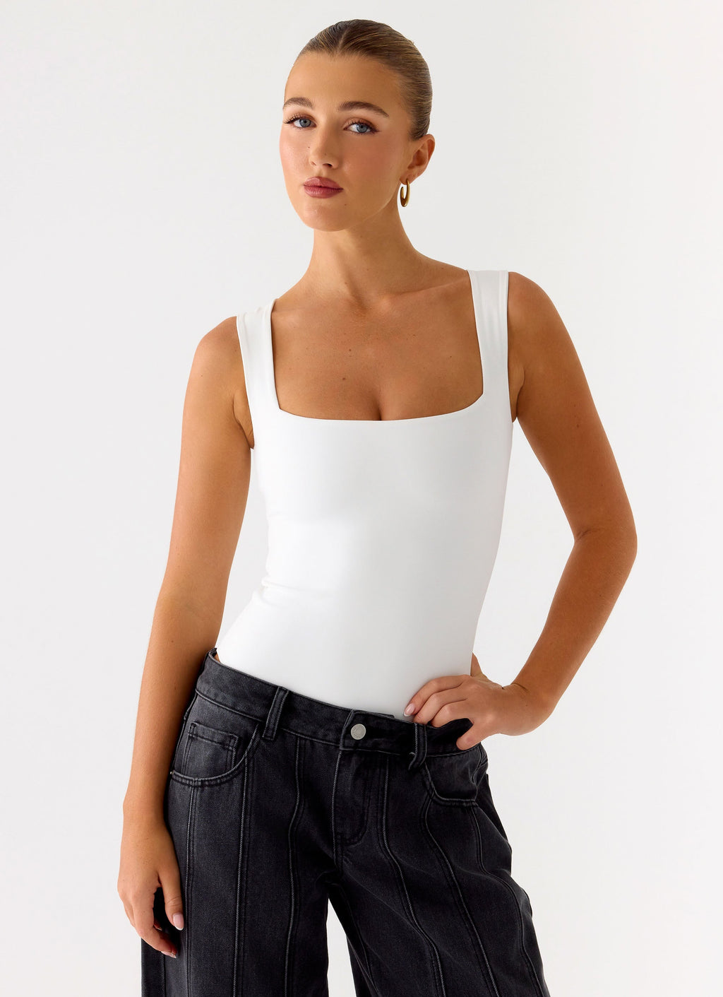 Eniola Collection | Women's Bodysuit with Square Neckline & Thick Straps | Flattering Fit for All-Day Comfort